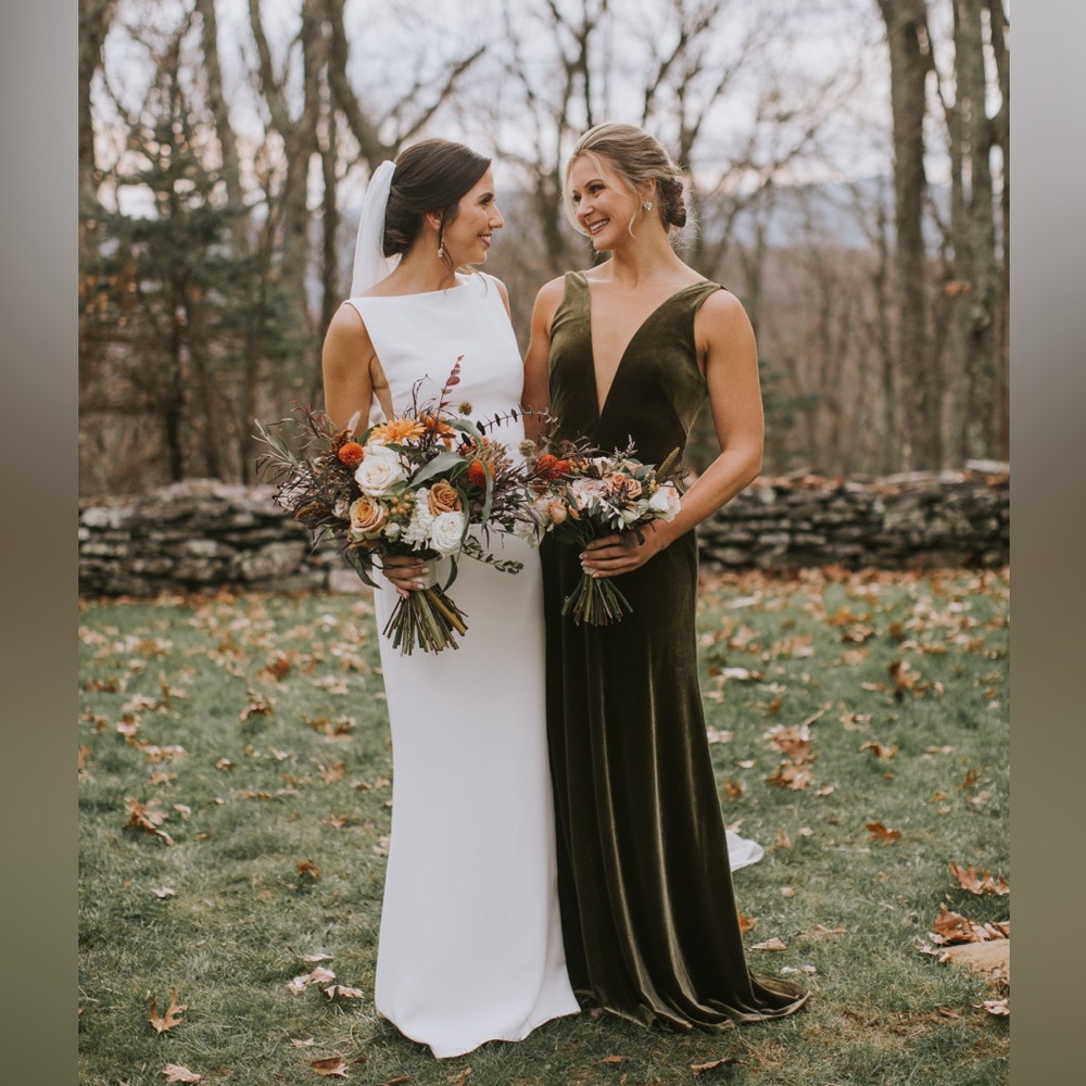 Jenny Yoo Logan Deep-V Velvet Column Gown
